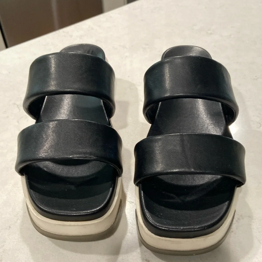 Aldo black slip on platform slide sandal size 8
